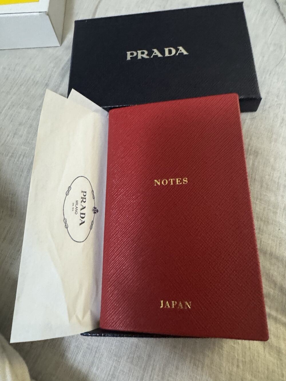 Prada Saffiano Leather Notebook Red Fuoco Oggetti da Scrivania NIB Japan